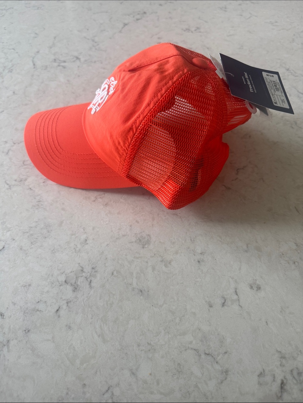 NWT Roller Rabbit Coral/ orange Trucker Hat with Embroidered 'club RR' Logo - Picture 5 of 6